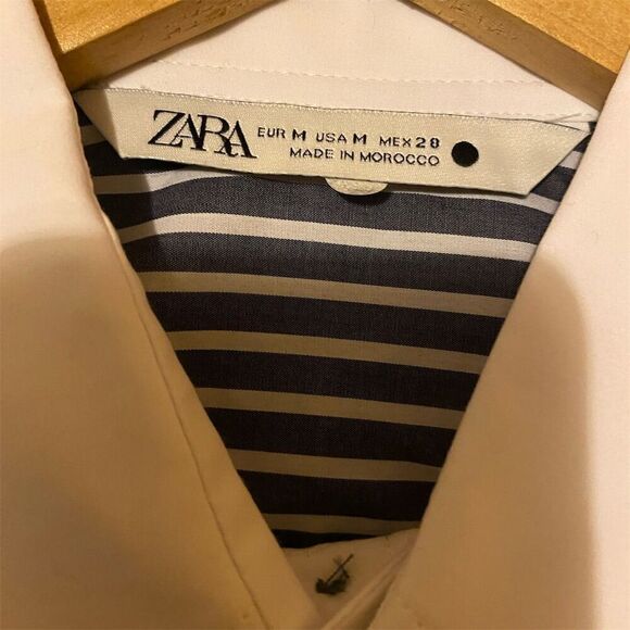 Zara women’s Striped Long Sleeve Button-Up Shirt Black Size M - Picture 5 of 9